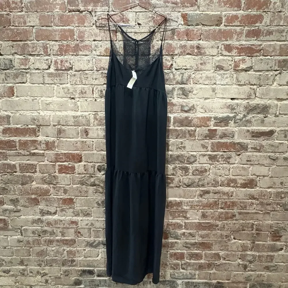 NEW Lovestitch Black Lace Spaghetti Strap Tiered Maxi Dress Size Small‎ - Picture 4 of 9